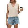 Women's Fashionable Summer Color Shirt Loose V-neck Pleated Sleeveless Vest Top