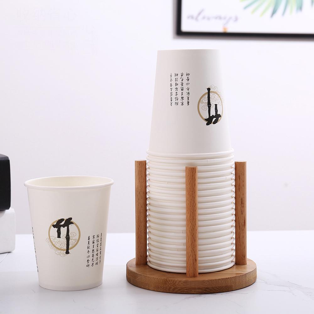 Bamboo Wooden Cup Storage Rack Creative Round DIY Household Cup Holder For Disposable Paper Cup Counter Desktop Storage Rack