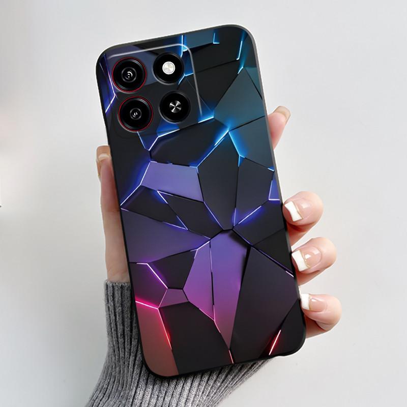 For ZTE Blade A35/A55 Jelly Soft Black Cover New Stylish Pattern Penguin Tiger Rabbit Puppy Cat Anti-fall Funda