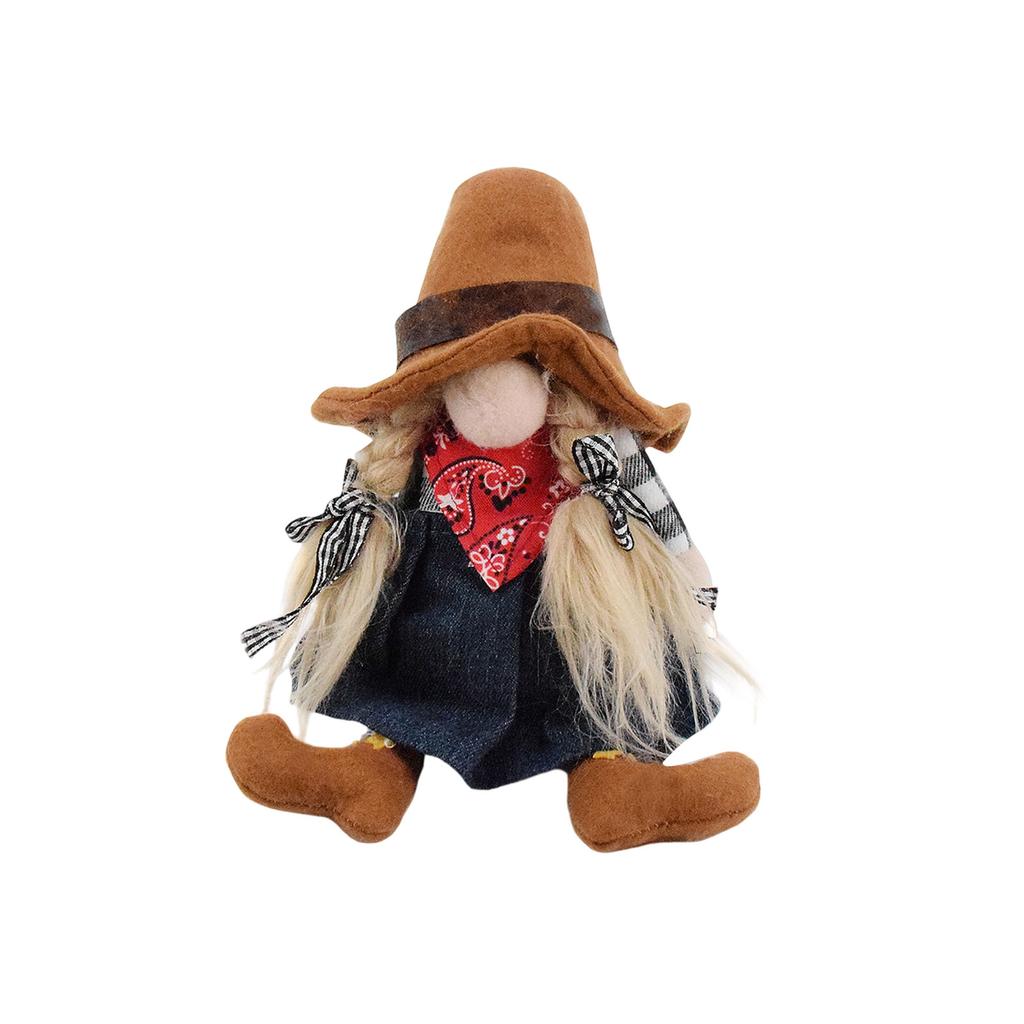 Cowboy Girl Goblin Faceless Doll Figurine, Fisherman Hat Goblin Gnome, Ludao Accessory