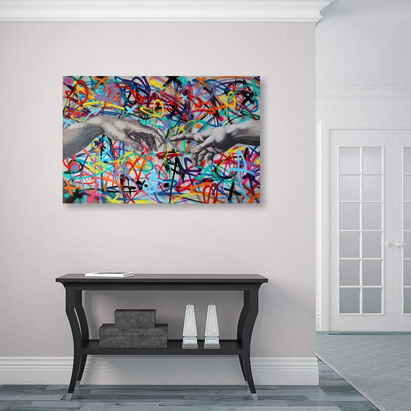 Graffiti Art Hand Of God Canvas Paintings Abstract Posters and Prints Wall Art Pictures for Living Room Home Decoration