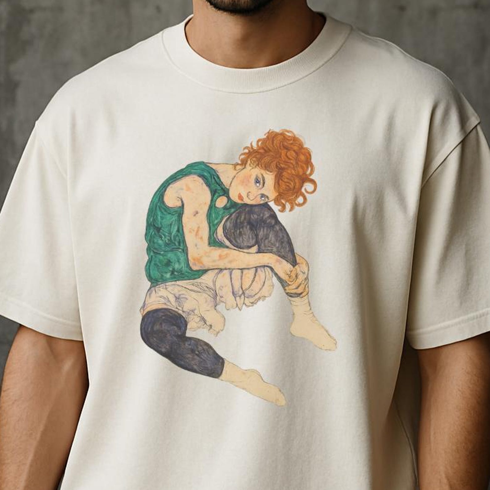Egon Schiele Girl T-Shirt: Vintage Art Nouveau Graphic Tee XL