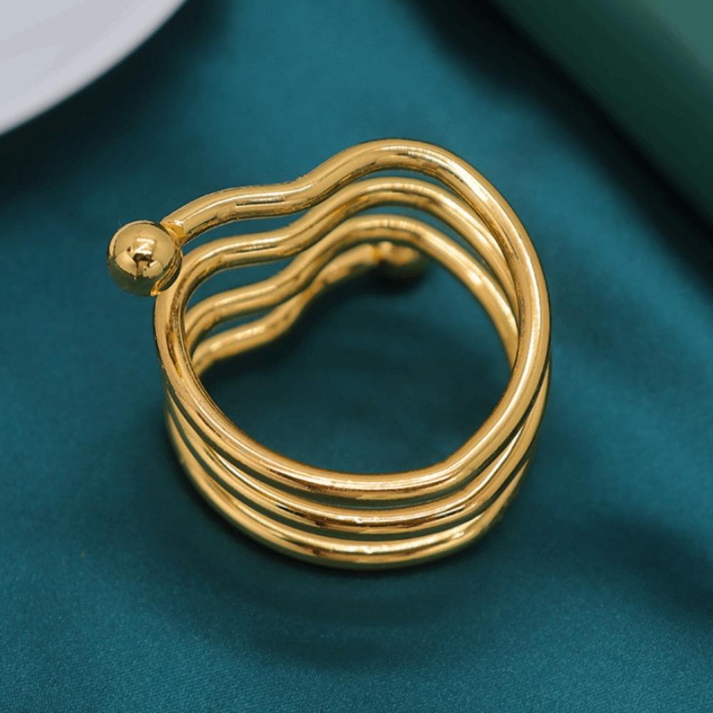 6 pieces Double-bead Design Heart Shape Spring Napkin Ring Gold/Silver Napkin Buckle Wedding