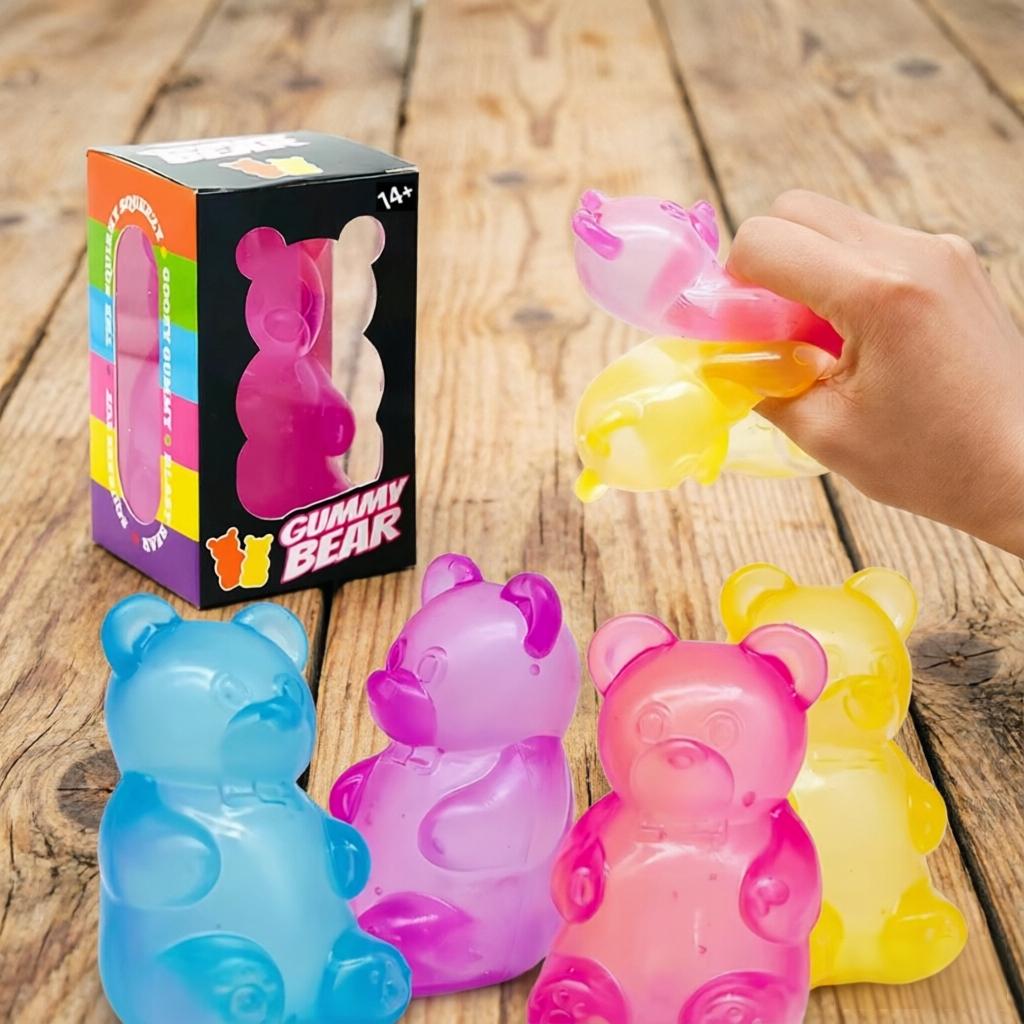 Interesting Toys Nee Doh Squish Peace O' Cake Nice Cube Gummy Bear 3 Pack Soft Squishy Stress Relief Fidget Toys For Kids Adults Anxiety Relief