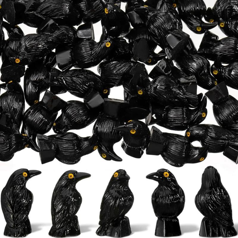 5/10Pcs Fake Bird Ghost Festival Halloween Decoration Simulation Resin Black Crow Halloween Miniature Black Crow Figurines Prop