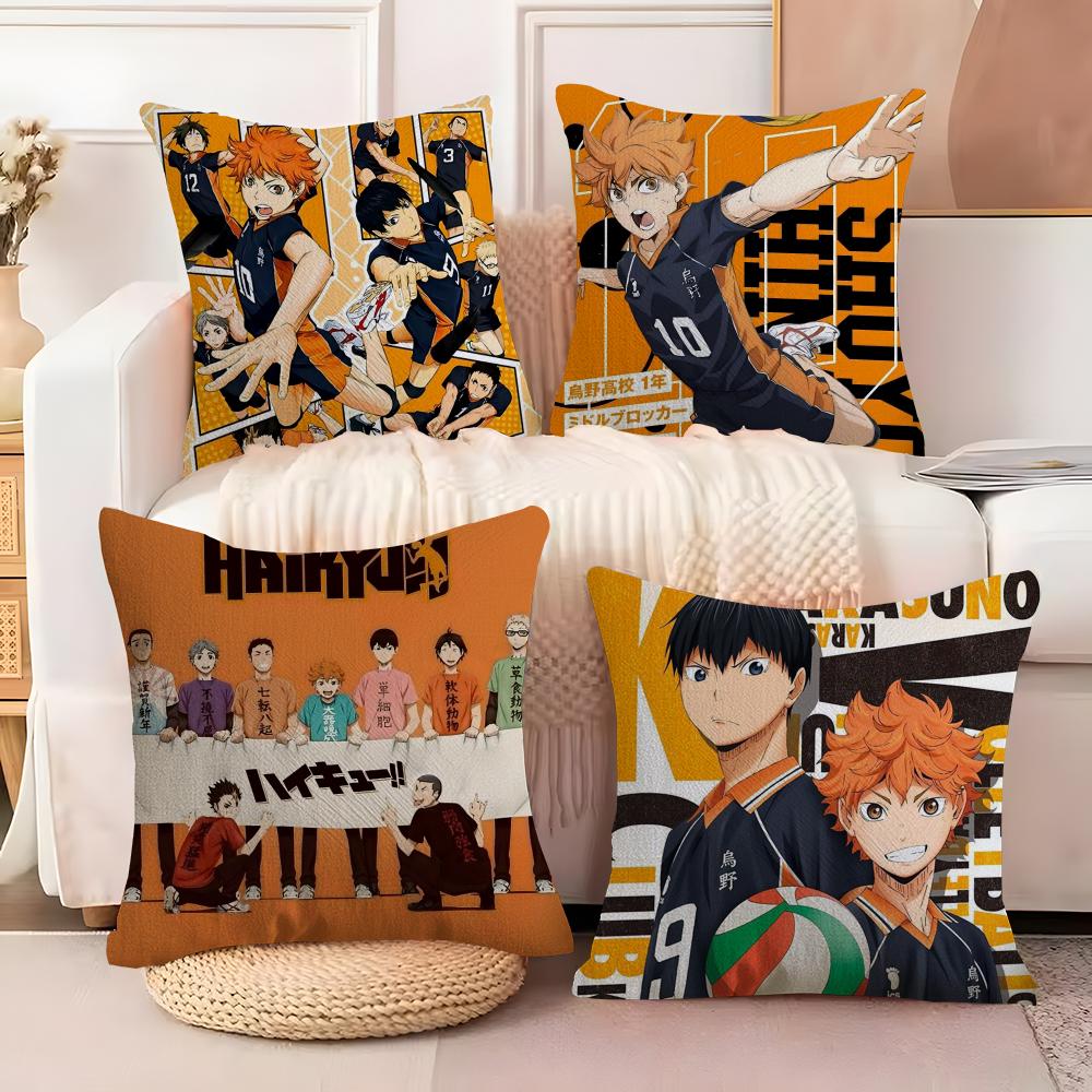 Anime HHaikyuu Cushion Cover Soft Plush Fabric DoubleSided Printed Sofa Cushion Cover for All Seasons Home Decor Gift