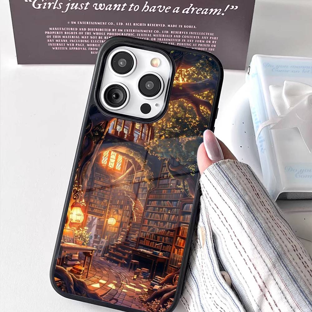 Library Study Book illustration Phone Case For iPhone 17,16,15,14,13,12,11 Pro,Max,Plus,Mini,Air,E Magnetic Magsafe Cover