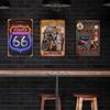 Hisun Blechschild Vintage Route Blechschilder Retro Amerikas Hauptstraße Metallwandkunst Klassisches Motorrad Hot Rod Garage Dekor Rustikal Historisch