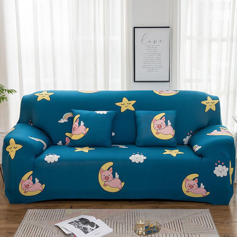 Stretch Milk Silk Printed Plants And Flowers Sofa Cover Stain Resistant Slipcover Breathable All-Season Full Wrap Slipcovers