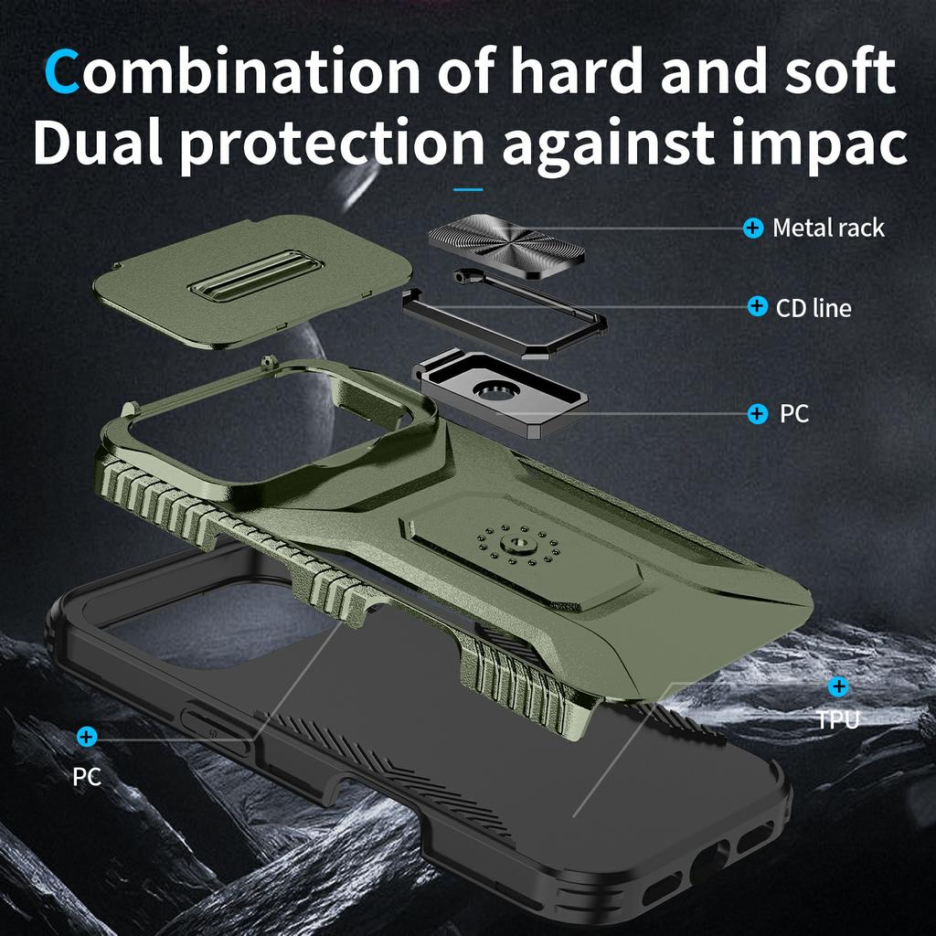 For iPhone 17 Pro Case Camshield Kickstand TPU + PC Anti-Slip Phone Cover