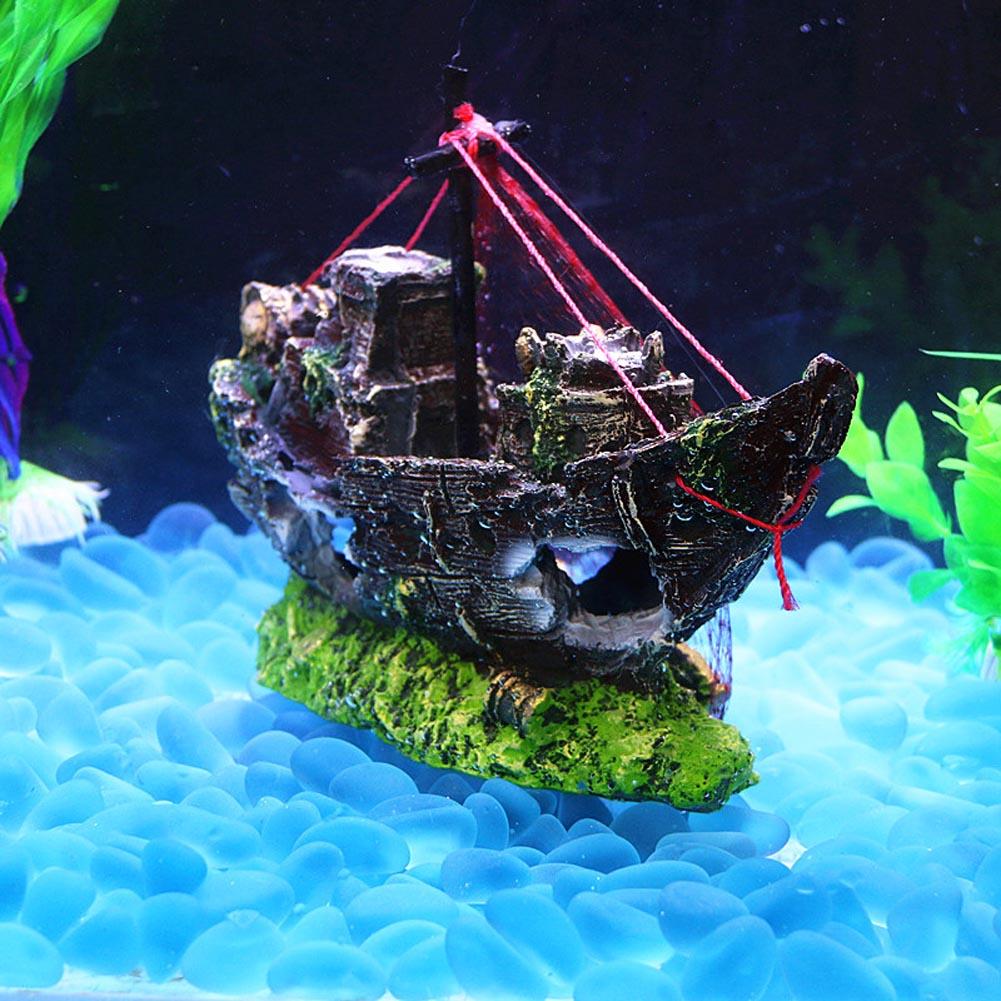 Resin Pirate Ship Decor Creative Chic Beautiful Wreck Ship Landscaping Ship Decoration Accessories for Waterscape Cave
