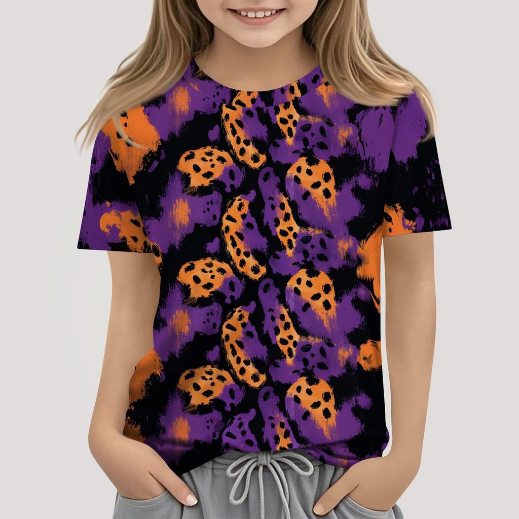 Kinder Mode Lässig Kurzarm Tier Floral Print Rundhals T-Shirt Top