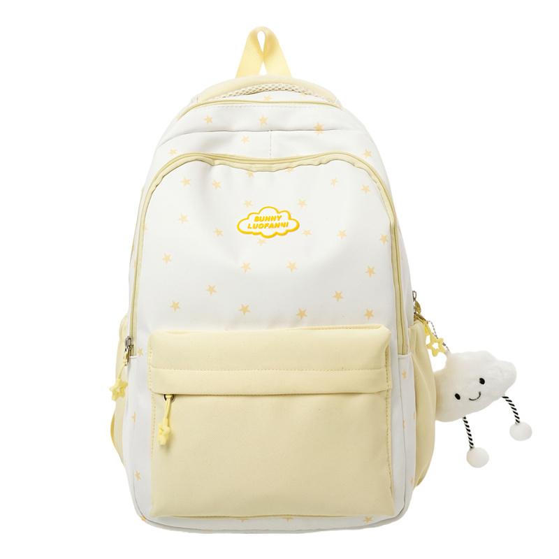 Star Print Women's Backpack Color Block Student Schoolbag Travel Backpack