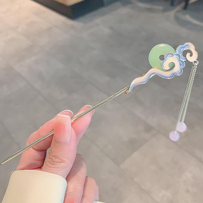 Four Seasons Chinese Tassel Hairpin: Ancient Style Hanfu with Fresh Pearl and Jiangnan Classical Cheongsam Hair Accessory