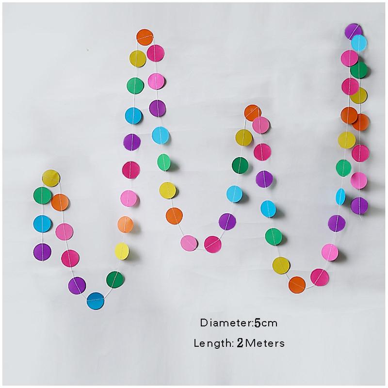 

Rainbow Color Round Garland String Hang Banner Bunting Wedding Baby Shower Adult Kids Birthday Party Decoration Craft Supplies (As shown-19792)-