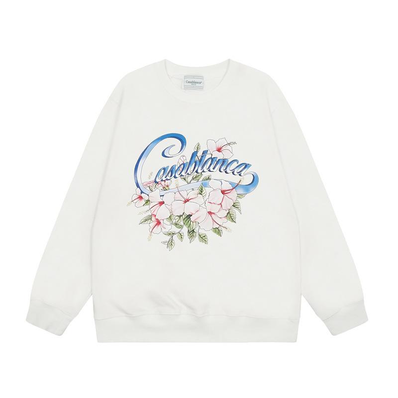 American Trendy Brand Casablanca Crew Neck Sweater Hoodie Men's Couple Ins Autumn and Winter Thickened Long-sleeved Women's T