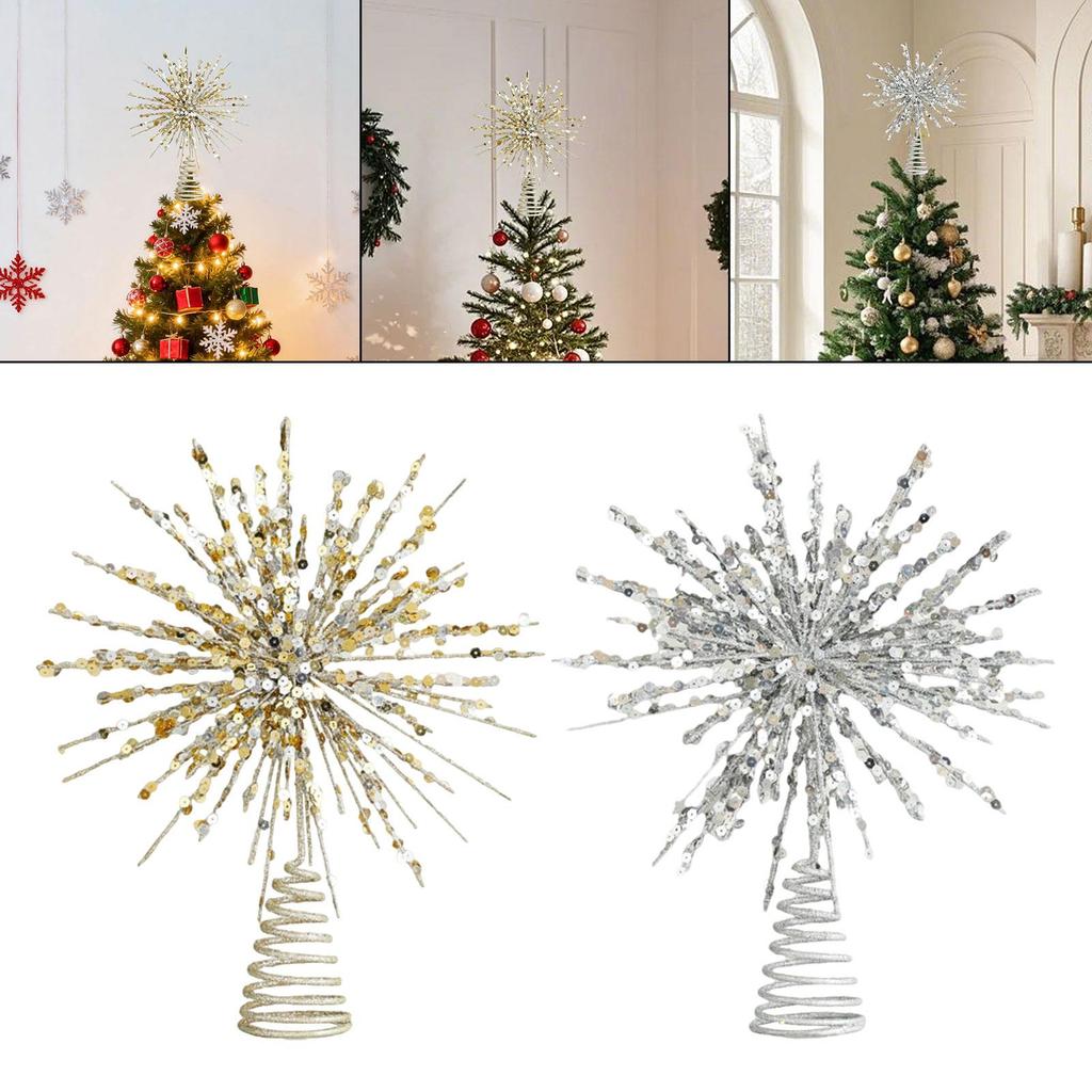 Christmas Glitter Decor Sturdy Decorative Xmas Decoration Tree Top Star for Festival Wedding Photo Props Porch