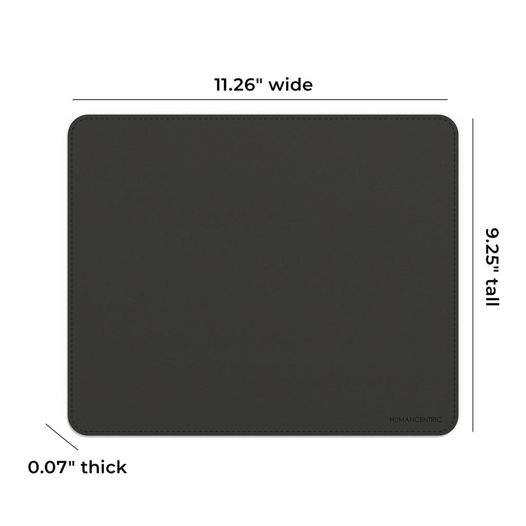 HumanCentric Svart Lær Musematte Premium Vegansk Lær Skrivebordsmatte Musematte for Hjemme- eller Kontorskrivebordbeskytter for Datamus Liten Mus