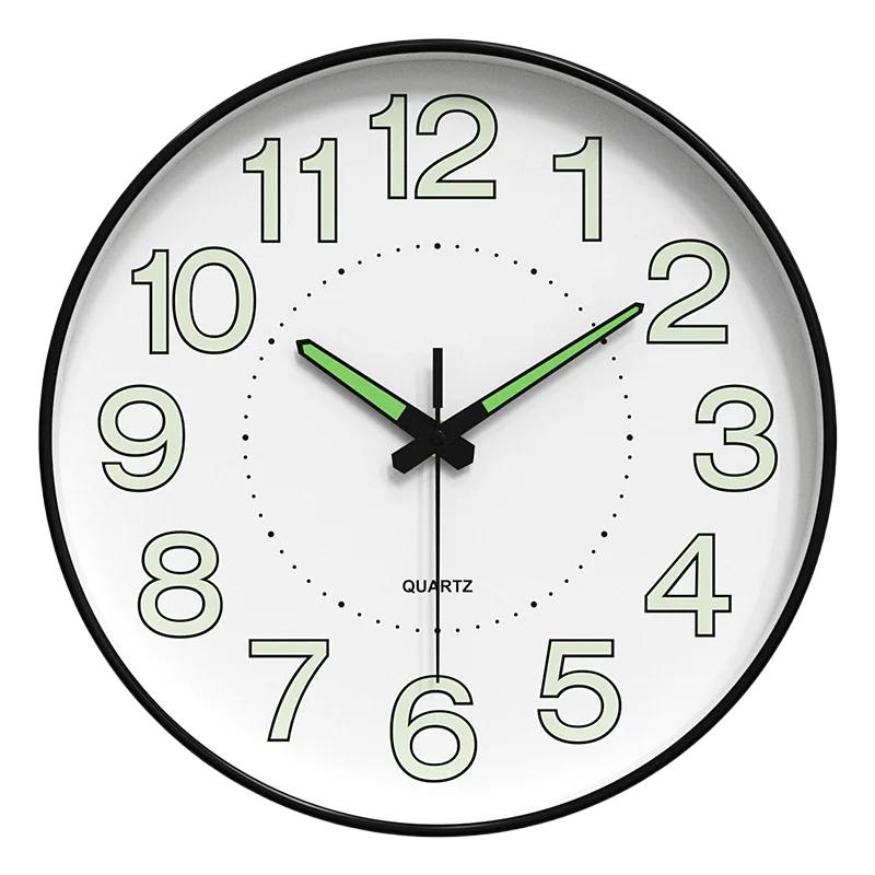 10 Inch Modern Glow in The Dark Wall Clock Non-Ticking Silent Movement Night Light Clock Decorative for Home Living Room Office