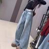 Women's High-Waist Light Blue Rhinestone Wide-Leg Jeans for Spring/Autumn 2026