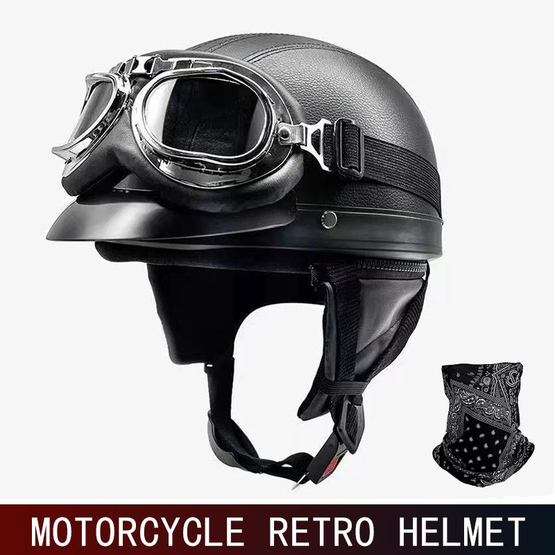 Motorcycle Riding Retro Helmet Half Helmet Motorcycle Helmet Four Seasons Usually Summer and Winter Bike Safety Hat.