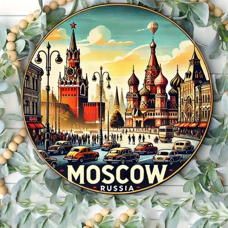 Russian Landscape Metal Sign, 2D Flat Wall Decor Accent