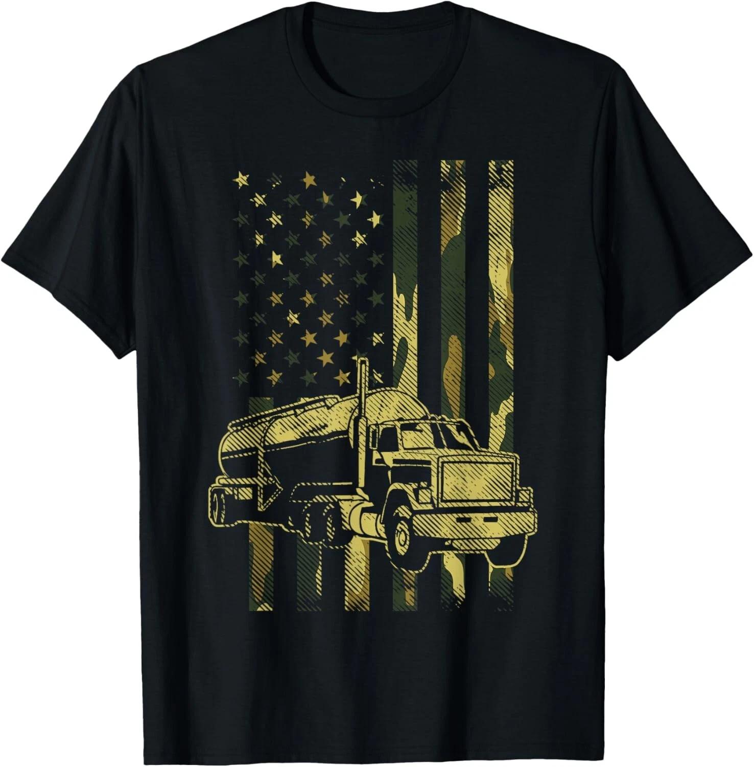 Camo American Flag Truck Patriotic US Trucking Trucker Gifts Gift Unisex T-Shirt L