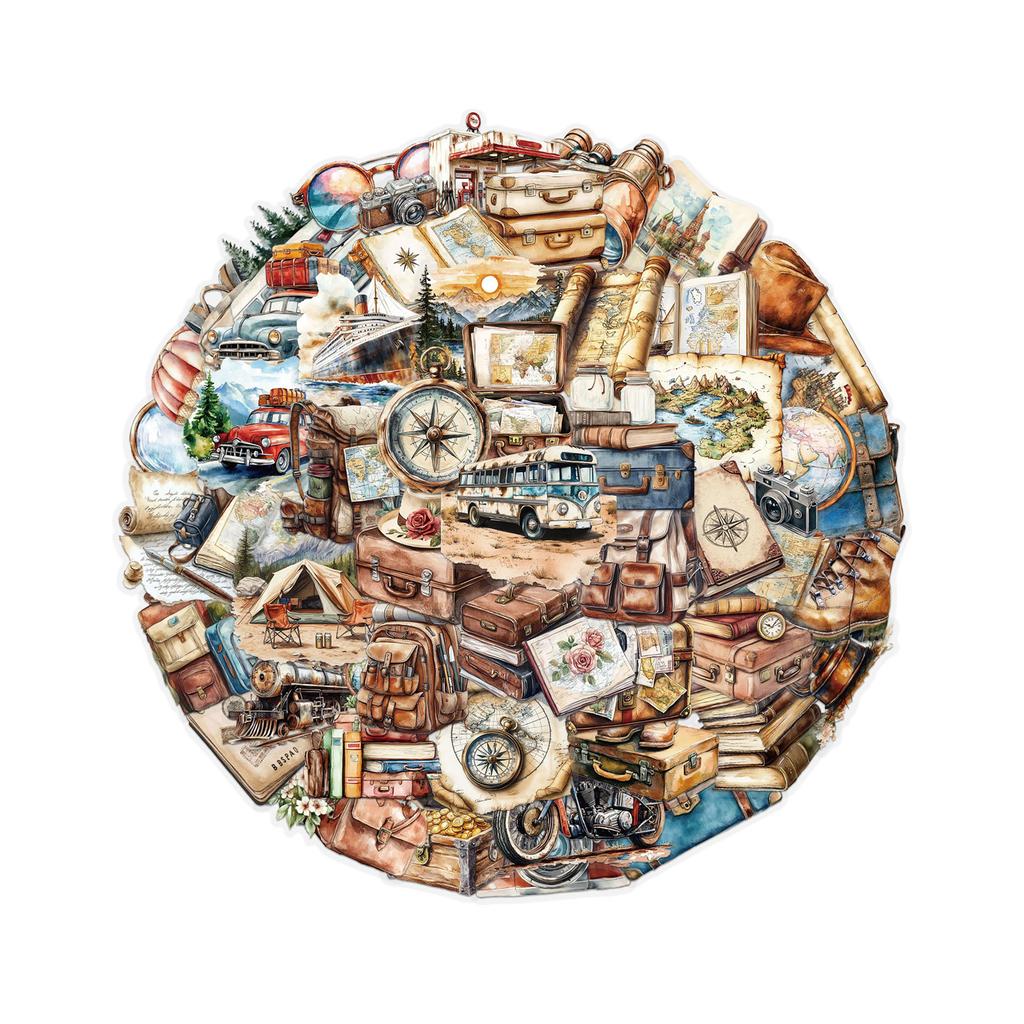 50Pcs Antique Journey Sticker Travel Themed Decorative Sticker Sticker Diary Laptop Fridge Suitcases Decoration