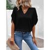 Women's Fashion Casual Summer Spring Solid Color Print 1/2 Sleeves V-Neck Blouses & Shirts