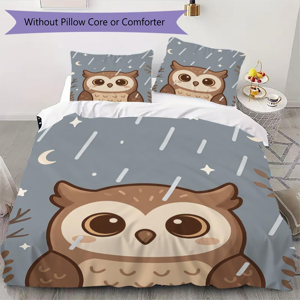 Vintage Owl Pattern Bedding Uilt Set Uilt Cover Pillowcase Home Decoration Birthday Gift (1 * Duvet Cover + 2 * Pillowcase Without Core)