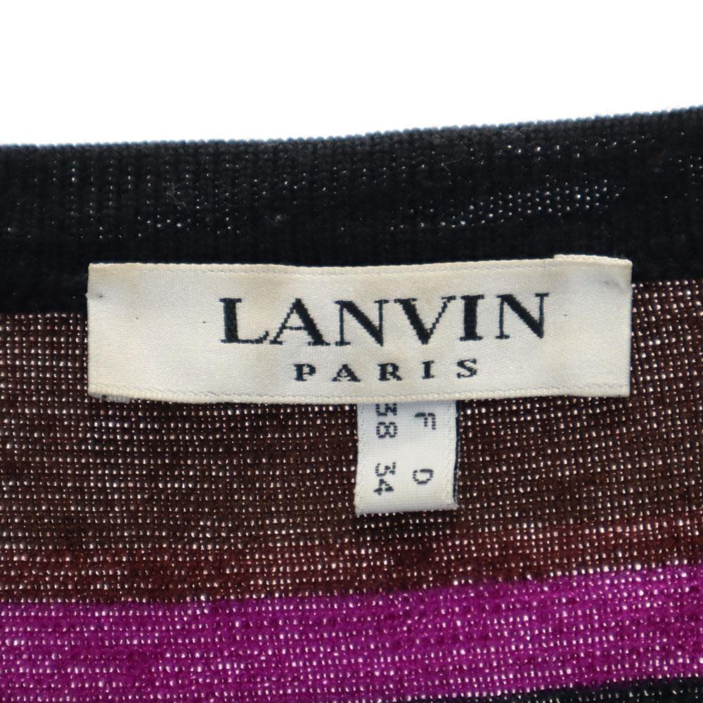 LANVIN Border Pattern Long sleeve knit cardigan 40 Brown etc Women Used
