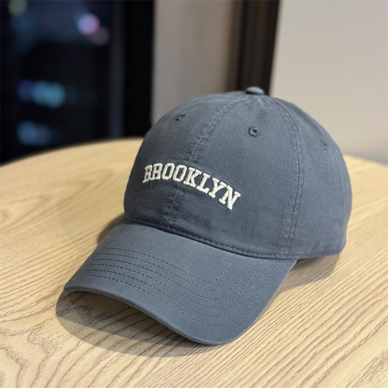Four Seasons Cotton Wide Brim Letter Embroidery Cap Female Face Small Out of the Street Shade Baseball Cap Couple ins Versatile