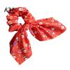 Christmas Hair Scrunchies for Women Girls, Elastic Ponytail Holders with Ribbon Bow, Decorative Wrist Soft Fabric Ties Holiday Party Accessories