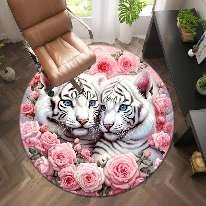 1Pc Tiger theme Circular Print Rug - home decoration Carpet For Living Room Bedroom Flooring Computer Chair Area Rug