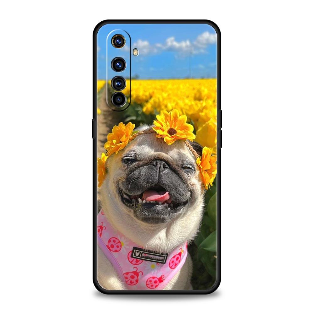 Cute Pug Dog Phone Case For Realme 12 11 10 9 8 5G 7 6 GT5 GT3 GT2 Pro Plus C21 C11 C25 C35 For Realme GT Neo 2 3 3T 5 Cover