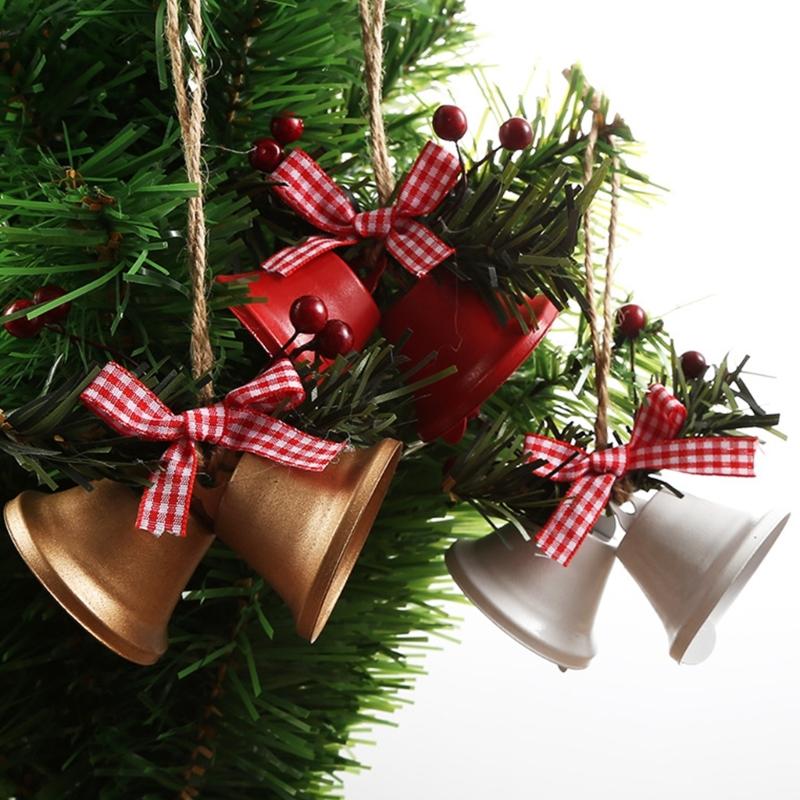 Holiday Bells Ornament Metal Bells Hanging Decoration for Christmas Tree Door Window Indoor and Outdoor Holiday Ornament