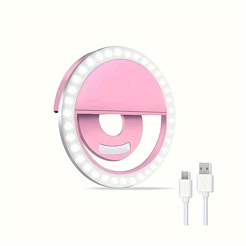 

1 шт. Аккумулятор для телефона, аксессуары, портативное светодиодное кольцо, мини-заполняющая лампа, вспышка для селфи, телефонное кольцо, свет для живого видео, красота розовый