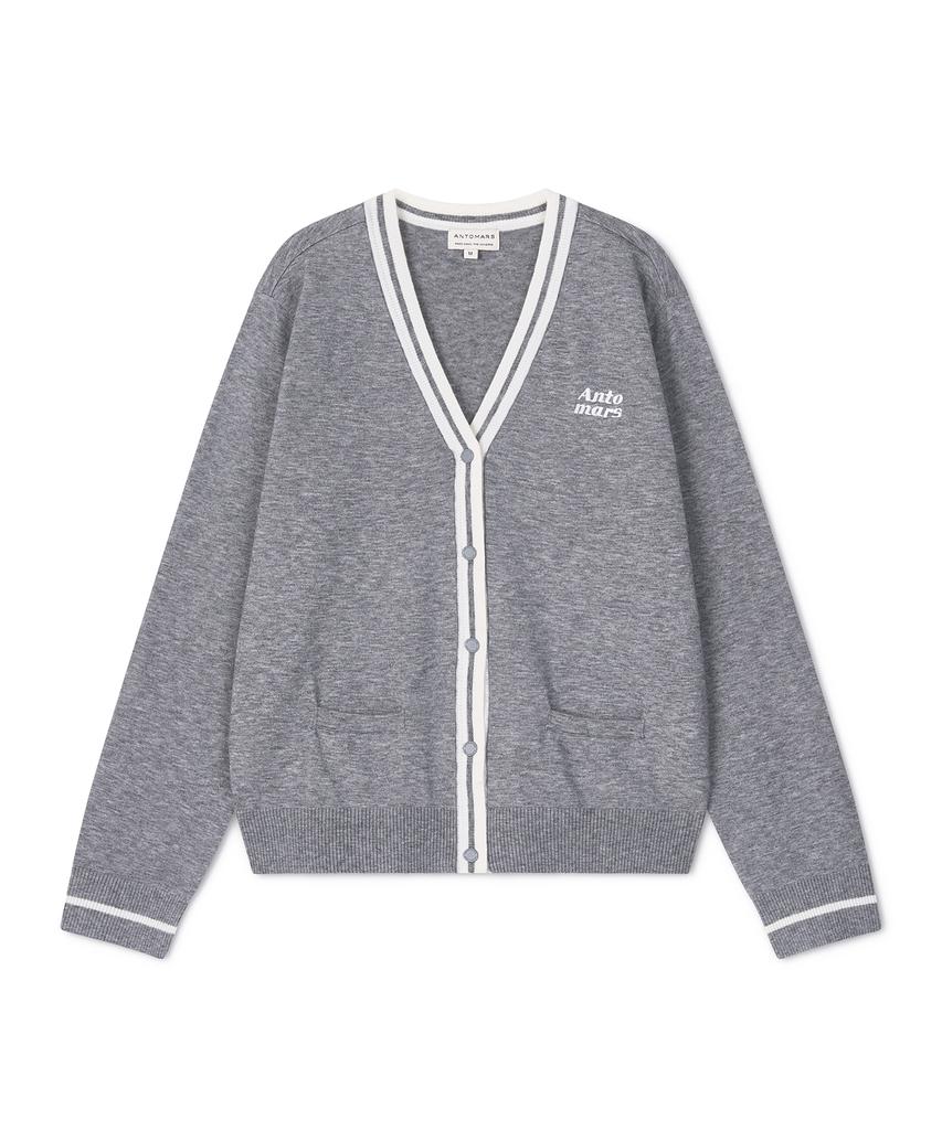 Antomas Placket Contrast Cardigan Women'S - Melange Gray