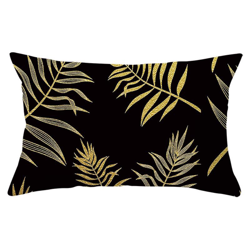 Black Gold Plant Series Waist Pillowcase Peach Skin Printed Sofa Pillowcase Home Fabric Supplies Pillowcase