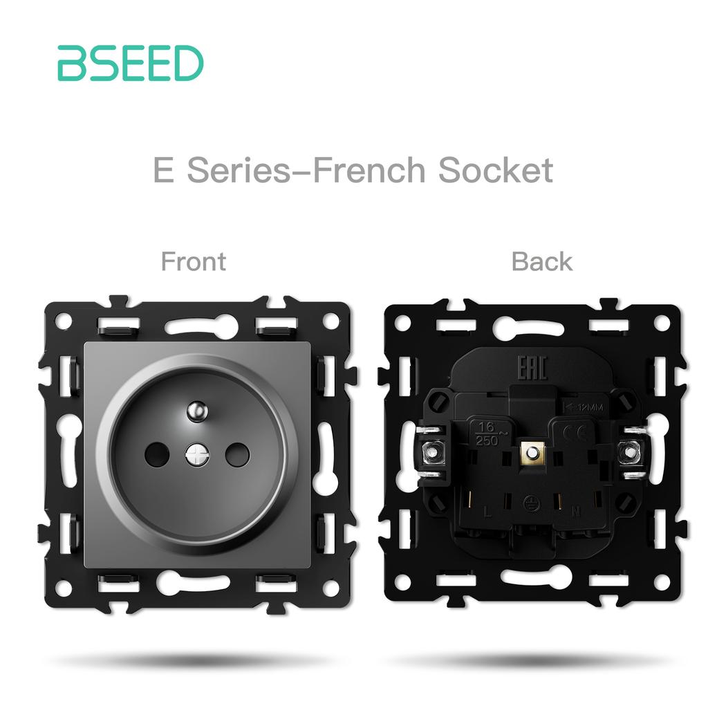 BSEED DIY FR Socket Module USB Phone Fast Charging Parts Wall Light Large Plug Plastic/Glass Frame Combination E Series