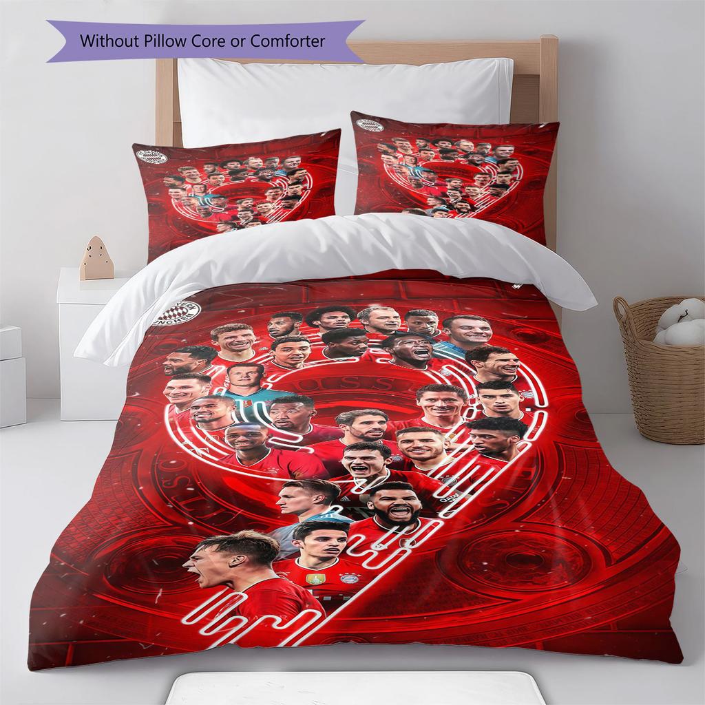 FCB Pattern Bedding Quilt Set Quilt Cover Pillowcase Home Decoration Birthday Gift (1 * duvet cover + 2 * pillowcase, without core)