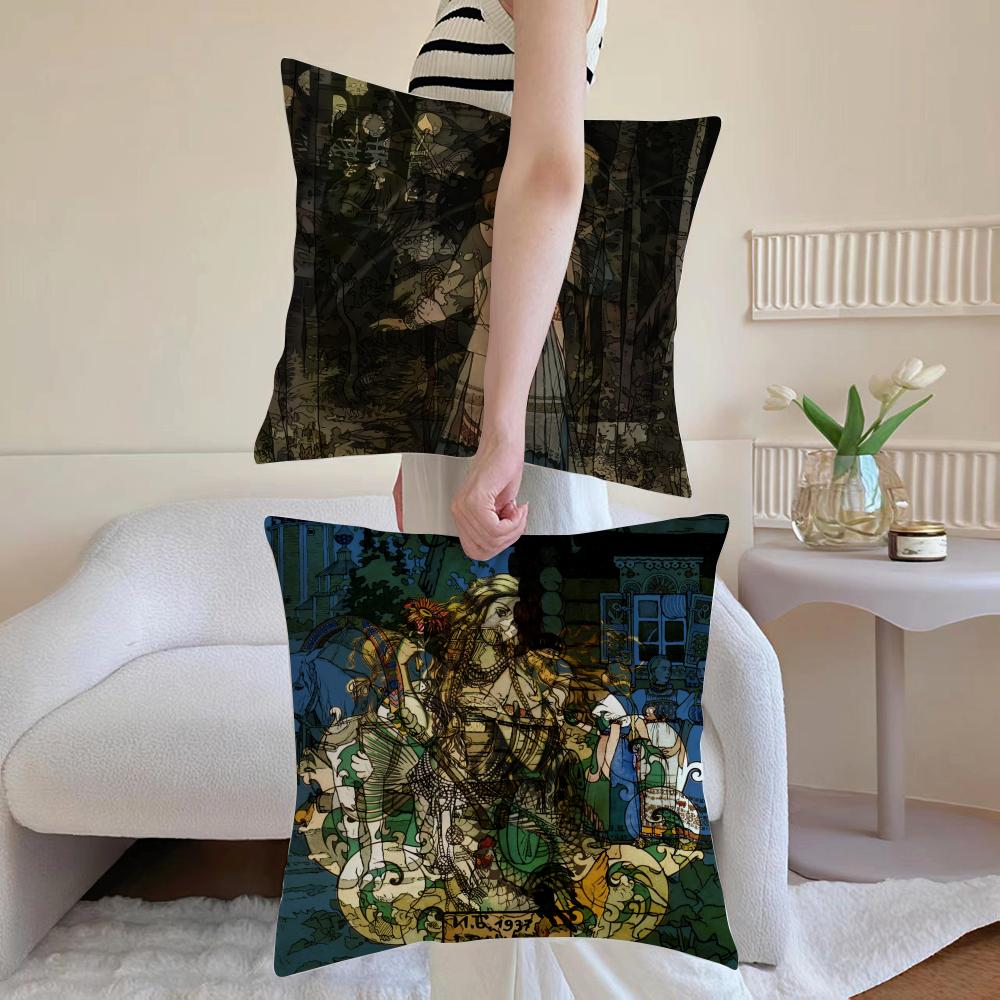 Slavic Mythology And Folk Tales Cushion Cover Anti-dustmite Pillowcase Invisible Zipper Silky Short Plush Sofa Cushion Cover
