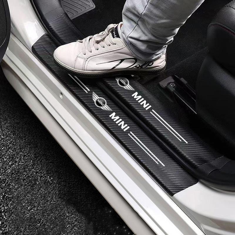 MINI Car Threshold Strip Anti Stepping Leather Protective Sticker For MINI Cooper R56 F56 R50 JCW Cabrio Aceman Countryman WORKS