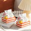 Lovely Cartoon Duck Resin Tissue Box Cover Decorative Napkin Holder for Home Living Room Tabletop Elegant Art Wall Display Item