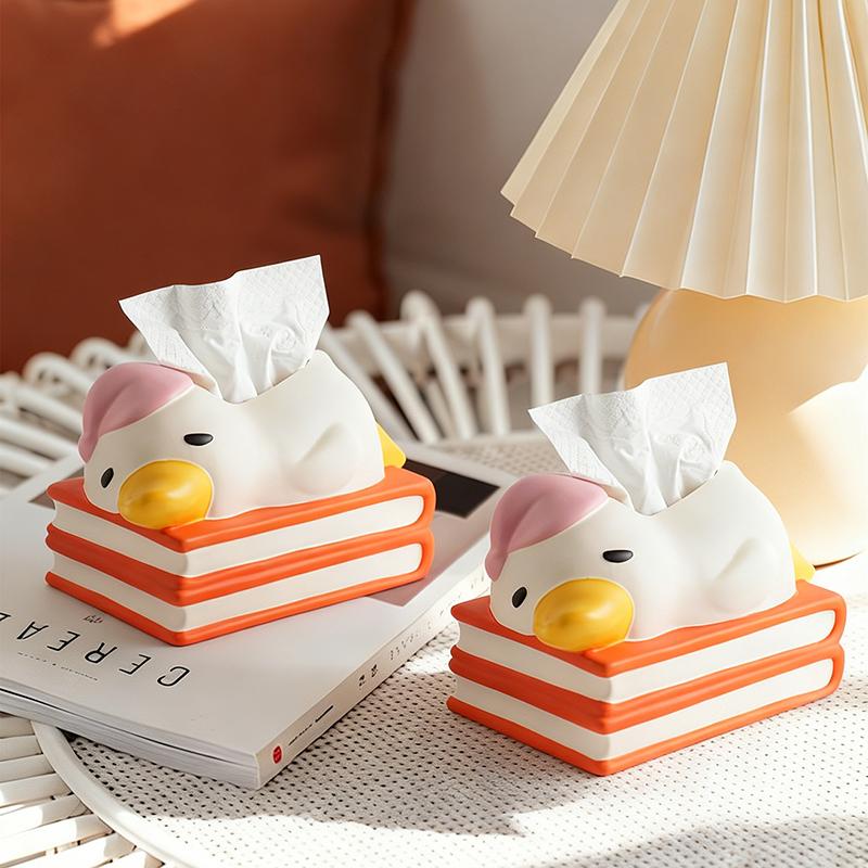 Lovely Cartoon Duck Resin Tissue Box Cover Decorative Napkin Holder for Home Living Room Tabletop Elegant Art Wall Display Item