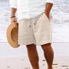 2023 Men's Hot-Selling Cotton Linen Drawstring Beach Shorts