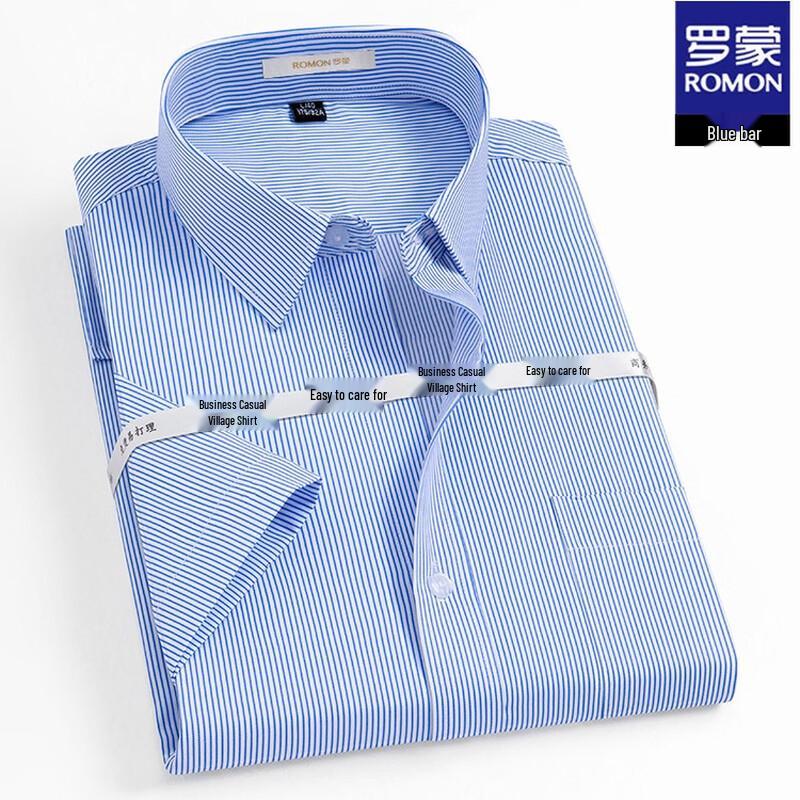 ROMON Men's Business Casual Short Sleeve Shirt