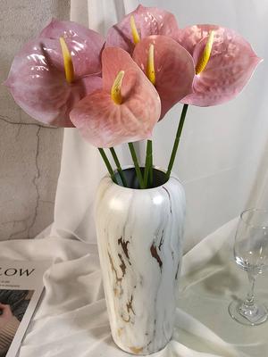 6Pcs Artificial Anthurium Flower Fake Anthurium Flower Simulation Plant Plastic Fadeless Photography Wedding Props Home Living Room Decoration