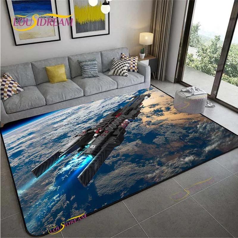 3D Space Ship Station Carpet for Living Room Bedroom Table Cinema Rug Kitchen Door Kids Un-slip Floor Mat Alfombra Birthday Gift