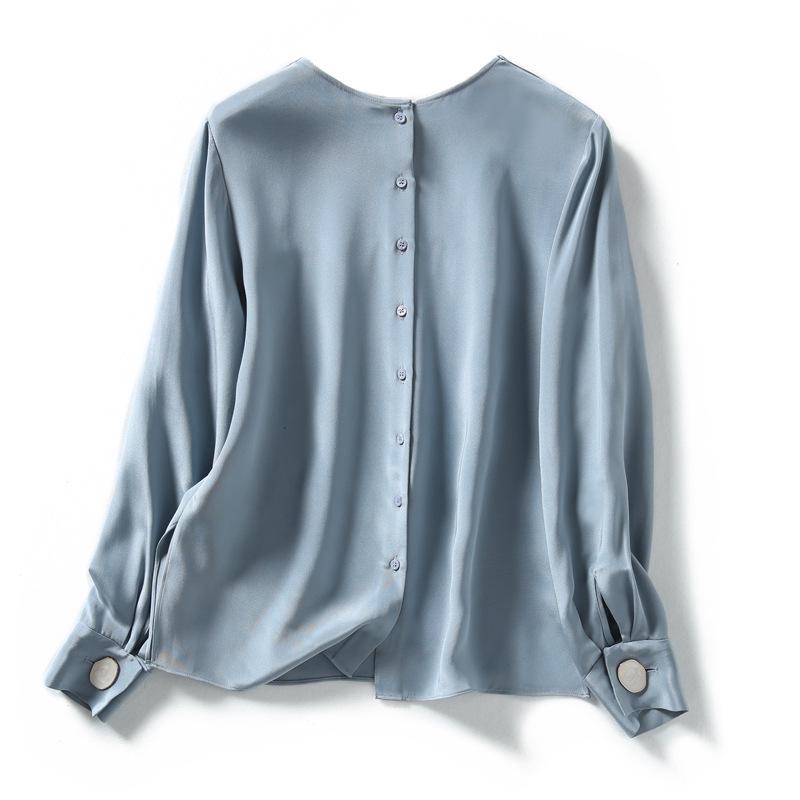 

Женская рубашка с длинным рукавом из тяжелого натурального шелка тутового шелкопряда, коллекция лето 2025 Large